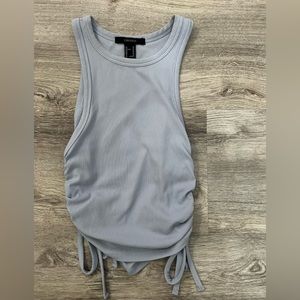 Long cropped ruched light blue top in XS